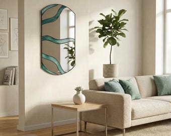 Artistic Handmade Wall Mirror with Stained Glass Art Decor