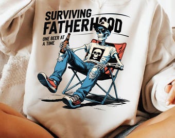 Papá cervecero divertido (Png), Sublimación de "Supervivencia de la paternidad", Marido bebiendo (Png), Idea de camiseta para el Día del Padre (Png), Regalo para papás amantes de la cerveza (Png)