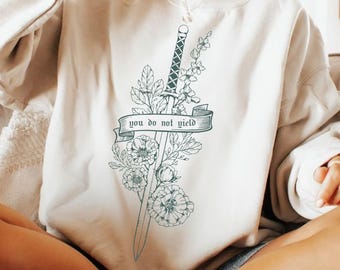 Throne Of Glass PNG, Retro You Do Not Yield Png, Bookish Merch Shirt Design, Fantasy Reader Png, Acotar Velaris Png, Acowar, Floral Sword