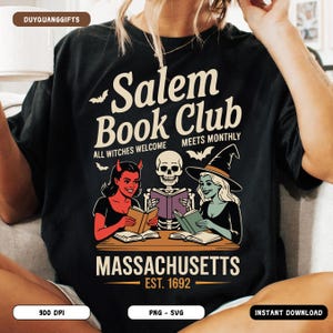Salem Witch Book Club PNG SVG, Funny Halloween Reading Shirt PNG, Book Lover Sublimation Design, Spooky Book Club Gift, Witchy Reader Png