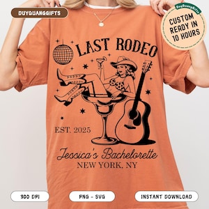 Custom Western Bachelorette Shirts Design, Personalized Cowgirl Bachelorette PNG, Retro Western Disco Bach, Bride Cowgirl Last Rodeo Tee Svg