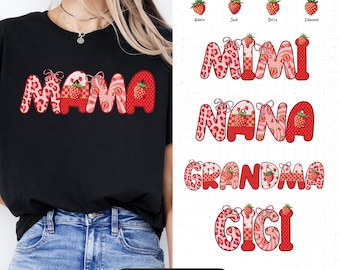 Strawberry Mama PNG Bundle, Summer Strawberry Shirt Designs, Mom Nana Gigi Mimi PNG, Trendy Spring Festival Sublimation, Strawberry PNG