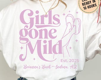 Custom Girls Gone Mild Bachelorette Party Shirts PNG, Spa & Slumber Party Luxe Merch, Personalized  Bridesmaids  Party Gifts, Funny Tees SVG