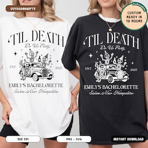 Custom Til Death Do Us Party PNG SVG, Bride or Die Gothic Skeleton Design, Personalized Spooky Bachelorette Shirt, Halloween Wedding PNG