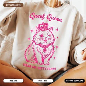 Queef Queen Fat Cat PNG SVG, Unhinged Inappropriate Tee Design, Dirty Adult Humor Shirt PNG, Raunchy Gag Gift Sublimation, Rude Humor Png