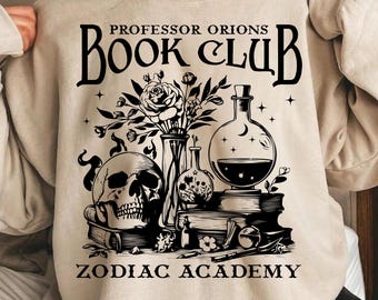 Professeur Orions Book Club Png Svg, Zodiac Academy livres Png, amateur de livres Fantasy Reader Svg, rat de bibliothèque ras du cou Svg, designs par sublimation