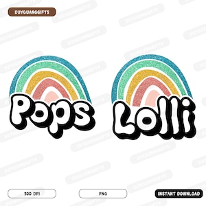 Lolli Pops PNG, Retro Rainbow Pregnancy Announcement Design, New Grandma Grandpa Shirt PNG, Cute Family Reveal Sublimation PNG