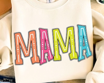 Mamá PNG colorida, diseño de camisetas de maternidad preppy, linda mamá clipart, gráfico del día de la madre feliz, vida de mamá vintage, sublimación de mamá de moda