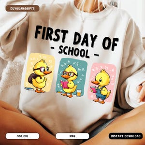 First Day of School PNG, Funny Goose Back to School Clipart, Retro Teacher Sublimation Design, 1st Day Kids Shirt PNG, Goose School PNG