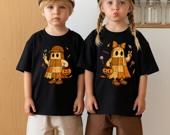 Boo Ghost Halloween PNG, Cute Boy Girl Ghost PNG, Spooky Season Clipart, Funny Halloween Shirt Design, Trendy Cute Ghost Sublimation PNG
