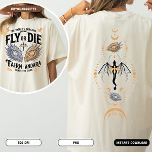 Dragon Rider PNG, Brave the Dark Sublimation Design, Onyx Storm Fourth Wing PNG, Fly or Die Quote PNG, Fantasy Bookish Shirt Png