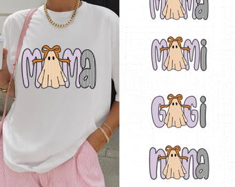 Mama Halloween PNG Bundle, Preppy Halloween PNG, Spooky Mama Sublimation, Coquette Ghost PNG Design, Cute Preppy Halloween Clipart