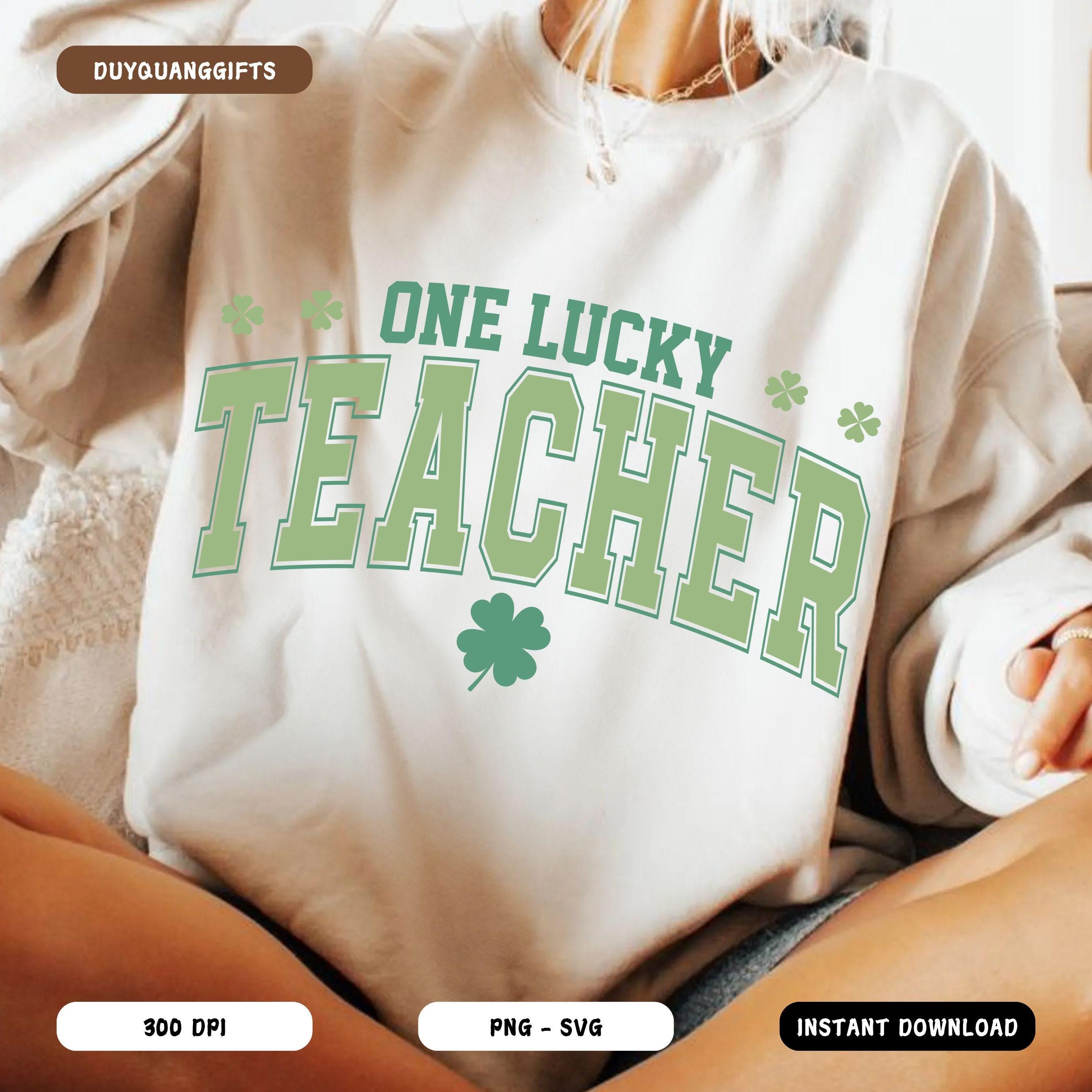 One Lucky Teacher St Patricks Day Sweatshirt - Retro Shamrock Design For Educators