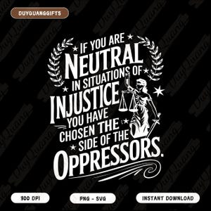 Human Rights Resistance Quote SVG, If You Are Neutral in Situations of ...