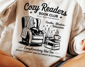 Cozy Girl Book Club Fall PNG SVG, Spooky Book Lover Sublimation PNG, Trendy Autumn Reader Design, Cute Bookish Fall Png, Reading Society Png