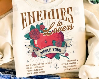 Retro Enemies To Lovers Trope PNG, Design para amantes de livros, Light Literary Academia Romantasy Bookstagram, Booktok Merch Bookish Dark Romance