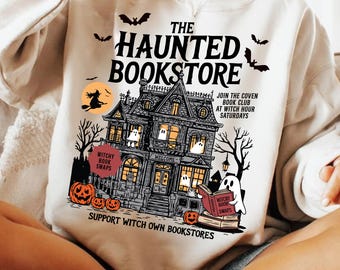Haunted Bookstore PNG, Witchy Halloween Book Lover Design, Spooky Literary Coven Clipart, Halloween Reader Shirt PNG, Witchy Bookish PNG