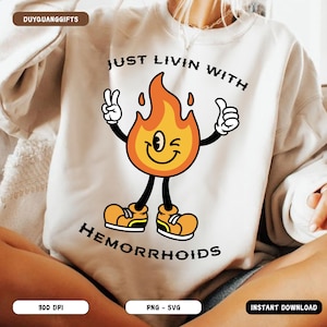 Hemorrhoid Joke PNG, Funny Adult Humor Shirt SVG, Rude White Elephant Gag Gift, Dirty Inappropriate Sublimation Design, Raunchy Humor PNG