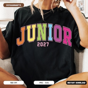 Junior 2027 PNG SVG, Preppy Graduation Sublimation Design, Class of 2027 Shirt Clipart, Junior Mom Graphic, High School Grad PNG
