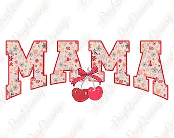 Cherry Bow Coquette Mama PNG, Retro Mom Coquette Shirt Png, Vintage Soft Girl Aesthetic Tee Png, Trendy Mother's Day Girly Ribbon Png
