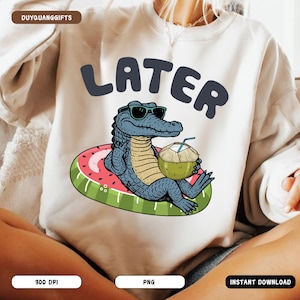 Gator feliz PNG, Caimán divertido PNG, Diseño de cita sarcástica de animal, Estilo de juego de palabras de dibujos animados PNG, Lindo mensaje de despedida PNG, Gráfico de humor retro PNG