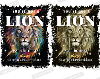 Christian Faith Shirt PNG, Lion in Lungs Religious Quote Design PNG, Faith Over Fear Sublimation, Powerful Lion of Judah Jesus PNG