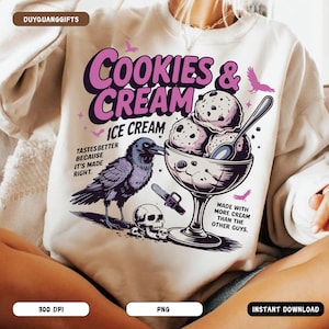 Butcher and Blackbird Design PNG, Projekt cytatu książkowego dla czytelników fantasy, Lody Cookie & Cream PNG, Książka inspirowana Brynne png