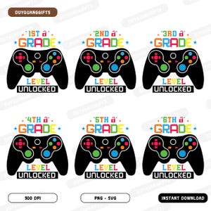 Grade Levels Unlocked Bundle SVG PNG, Back to School First Day Design, School Teacher Sublimation PNG, School Gamer Shirt Png