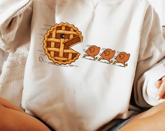 Funny Pecan Pie PNG, Funny Thanksgiving PNG, Retro Fall Humor Design, Cute Pie vs Turkey PNG, Holiday Food Humor Png, Thanksgiving Png