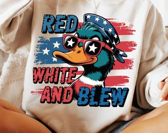 Duck 4th of July PNG, Red White and Blue Funny Duck Call Design PNG, Independence Day Sublimation PNG, Patriotic Summer Shirt Clipart Png