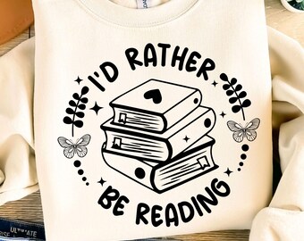 I'd Rather Be Reading SVG, Retro Books PNG, Funny Readers Shirt, Book Lover Clipart, Read, Digital Downloads, Cut Files, Read Across America