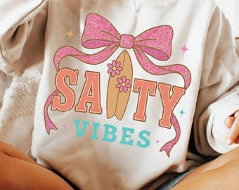 Salty Summer PNG, Schackrutig kokett rosett sublimeringsdesign, Retro Beach Vibes PNG, Söt Sassy Girl-skjorta PNG, Kustestetik PNG