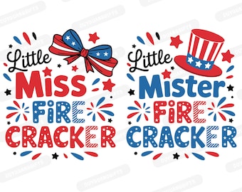 Mała petarda PNG SVG, Moja pierwsza 4 lipca sublimacja PNG, Mała panna i pan Firecracker projekt koszulki, Dziecko patriotyczne Png