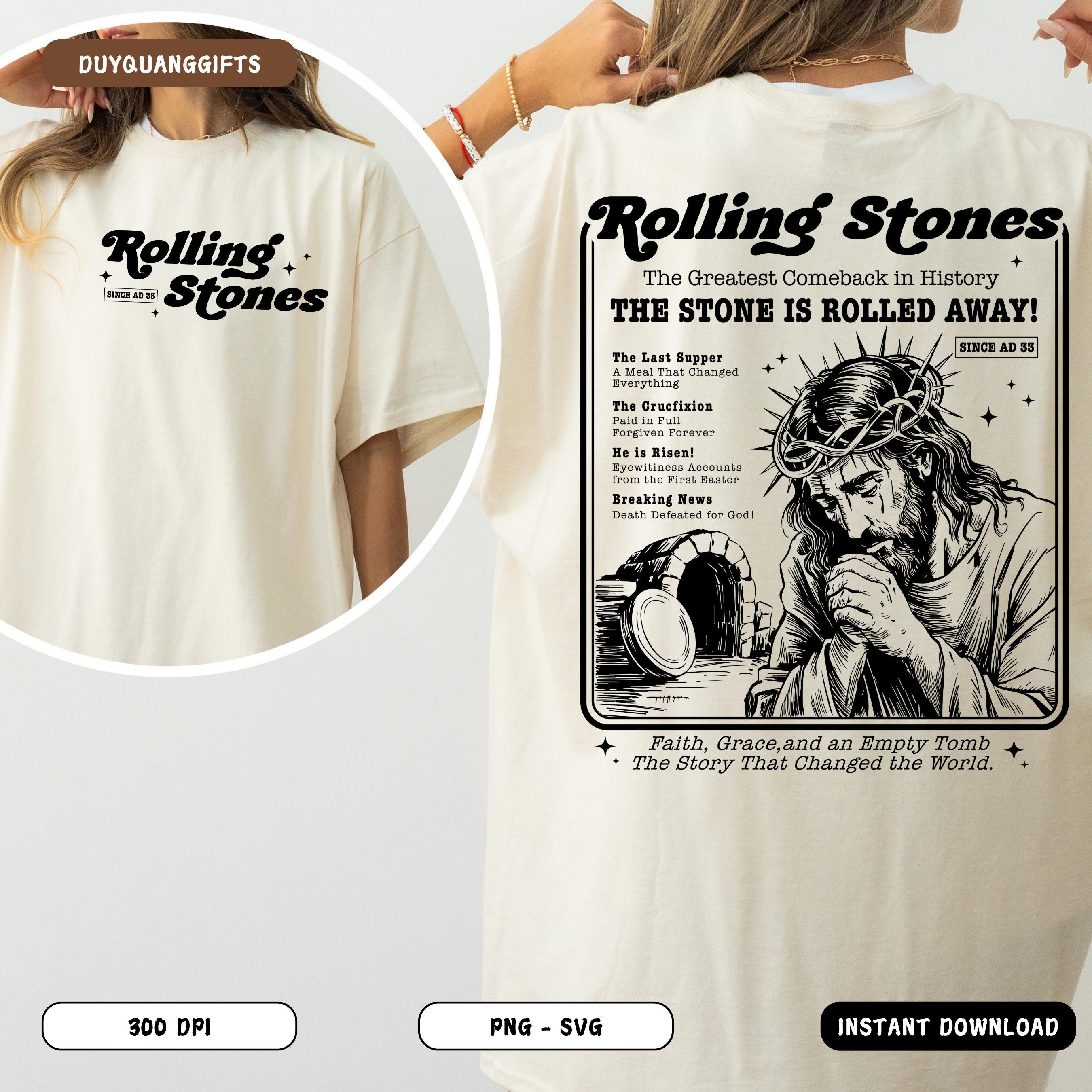 Rolling Stones PNG Digital Download, He is Risen Christian Easter