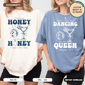 Custom Disco Bachelorette Party Shirt PNG SVG, Mamma Mia Disco Bride Shirt, Dancing Queen Retro Design, Honey Honey Bridal Shower Shirt Png