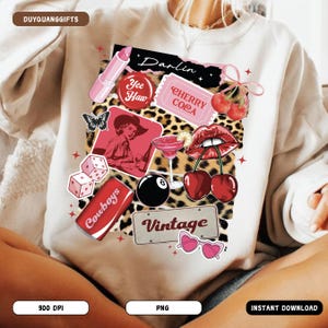 Western Collage PNG, Cowgirl Aesthetic Sublimation, Retro Western Shirt Design PNG, Wild West Cowgirl PNG, Western Vibes Boho Png