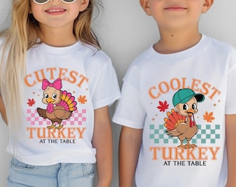 Coolest Turkey At The Table Png Svg, Thanksgiving Toddler Svg, Boy and Girl Thanksgiving Kids Png, Funny Turkey Shirt Design, Cutest Turkey
