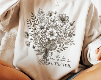 God Is Good All The Time PNG, Boho Christian Shirt Png, Easter Bible Verse Design, Religious Clipart, Floral Christian, Sublimation Designs