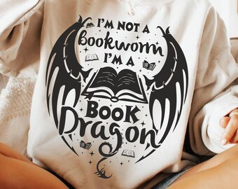 Eu não sou um leitor ávido, sou um dragão de livros SVG, leitor ávido PNG, camisetas de bibliotecário, amante da leitura engraçado Svg, dia de leitura Png, dragão de livros, sublimação