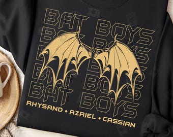 Bat Boys SVG PNG, Retro Acotar Bokliknande T-shirtdesigner, Nattdomstolen Illyrierna, En gård av törnen och rosor Rhysand Cassian Azriel Png
