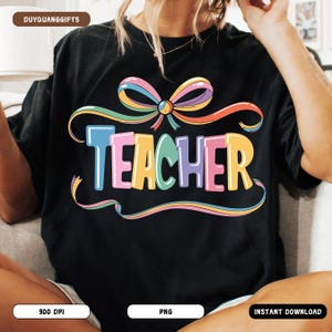 Coquette Teacher PNG, Preppy Back to School Shirt PNG, Retro Girly Teacher Sublimation Design, Cute Teacher Life PNG, Trendy Classroom Png