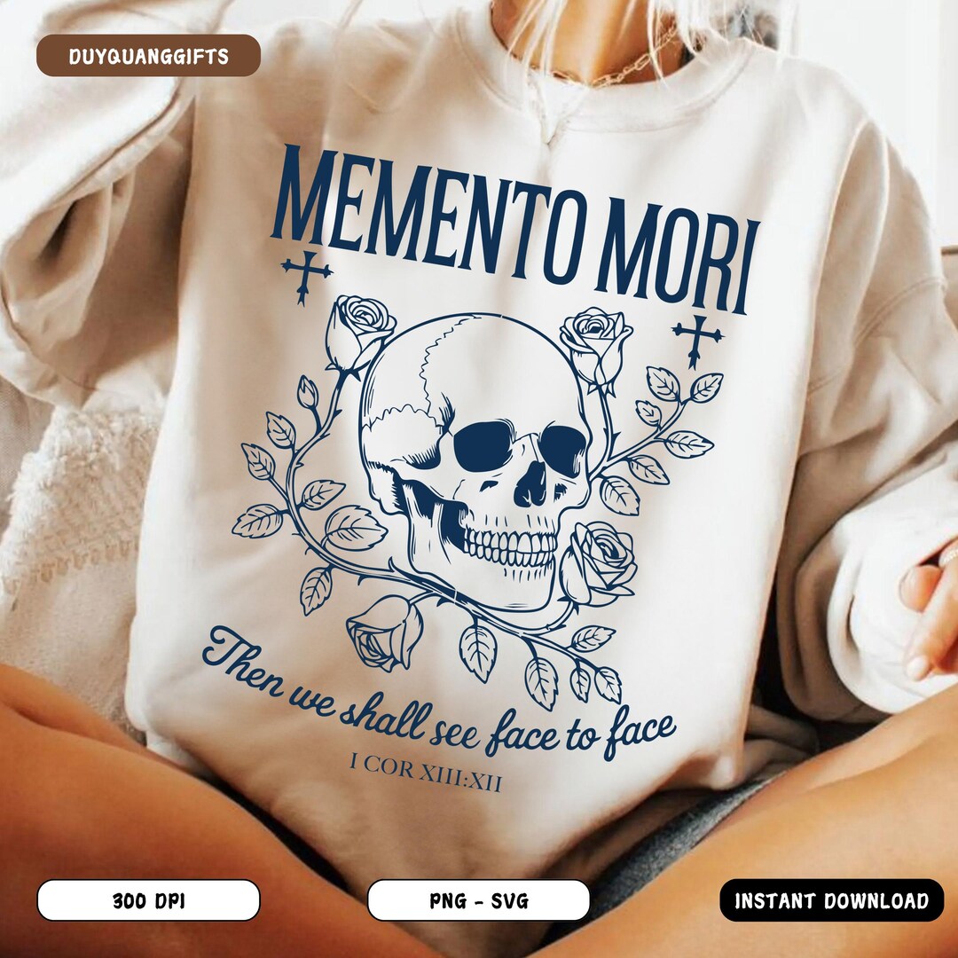 Memento Mori PNG SVG, Gothic Skull and Roses PNG, Vintage