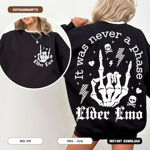 It Was Never A Phase Elder Emo Svg, Elder Emo Gift, Emo Night Svg, Emo Mom Svg, Millenial Svg, Mothers Day, Emo Mama Svg,Mama Funny Rocking