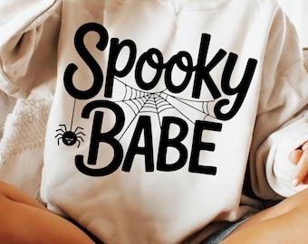 Spooky Babe Halloween PNG SVG, Retro Cute Halloween Shirt PNG, Pastel Girly Sublimation Design, Trendy Spooky Season Png, Trick or Treat Png