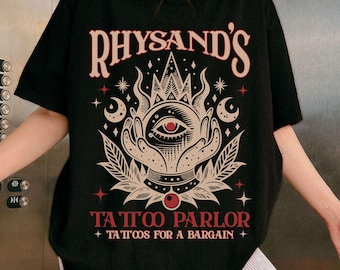 Rhysand's Tattoo Parlor PNG, Velaris Acotar Merch, Retro Bookish Shirts Png, Feyre Graphic, The Night Court, Novel Series Book Lover Clipart