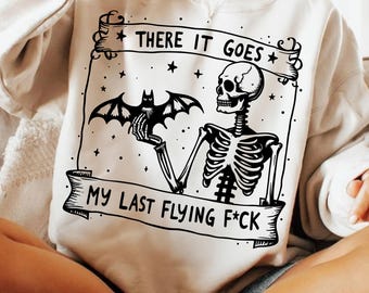 Skeleton Bat Halloween PNG SVG, Spooky Season Sublimation Design, Women's Gothic Halloween Shirt PNG, Fall Spooky Aesthetic Png