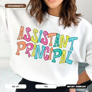 Assistant Principal PNG, Colorful Clip Art, Retro Back to School Shirt Design, Funny Colorful Faculty, Sublimation Designs, Instant Download