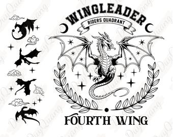 Fourth Wing SVG PNG, Riders Quadrant Basgiath War College PNG Files, Dragon Rider Shirt Design, Rebecca Yoros Fan, Violet Sorrengail Clipart