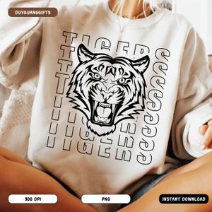 Tigers Team Mascot PNG, School Spirit Shirt Sublimation Design, Unisex Tigers Shirt PNG, Cute Tiger School Pride PNG, Game Day Shirt Png