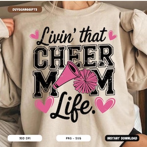 Retro Cheerleader Png Svg, Cheer Mom Life PNG, Cheer Mama Sublimation Design, Cheerleading Shirt Design, Cheer Team Svg, Cheer Cut File